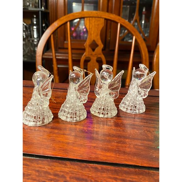 VTG Hong Kong Set of 4 Plastic "crystal" Angel Christmas Ornaments 2.5 in tall - Picture 10 of 14